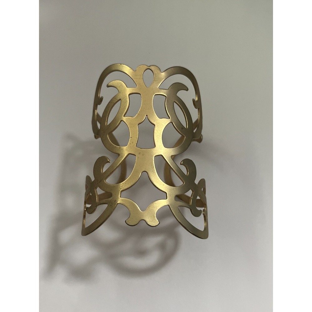 Gold Tone Royal‎ Curved Design Cuff Bracelet jewelry bendable